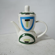 Ceramic teapot with geometric design - Mid Century Modern 
