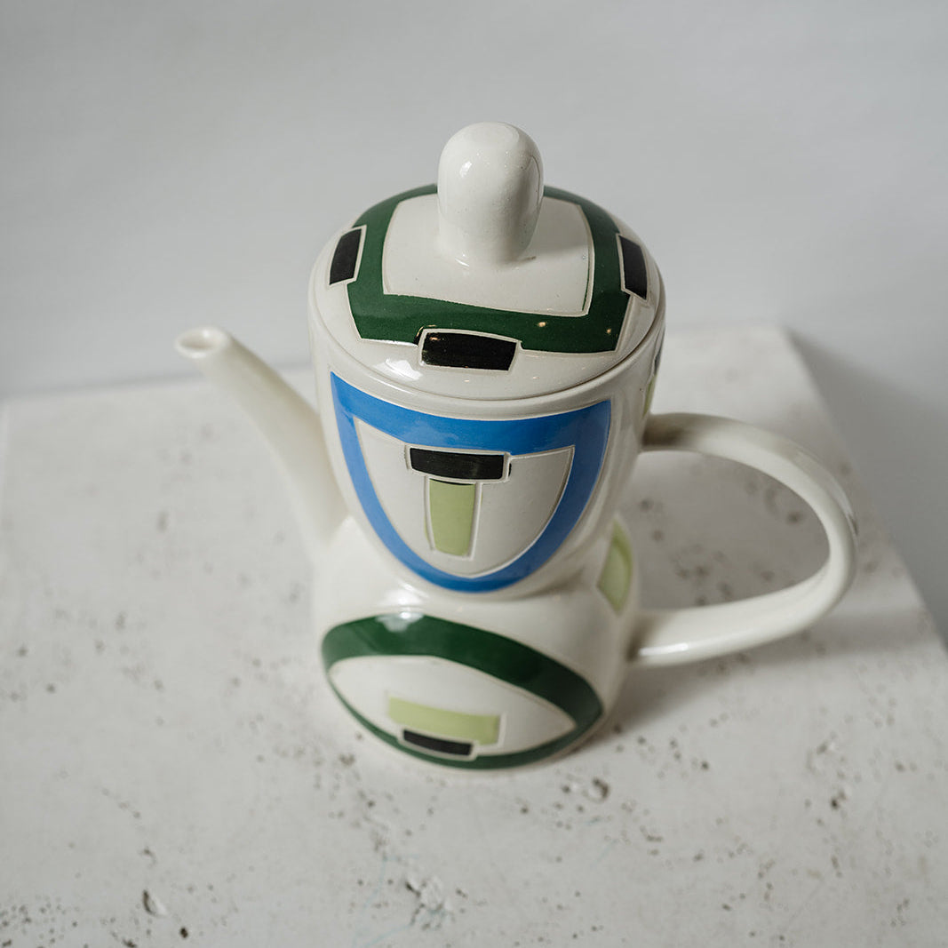 Ceramic teapot with geometric design - Mid Century Modern 