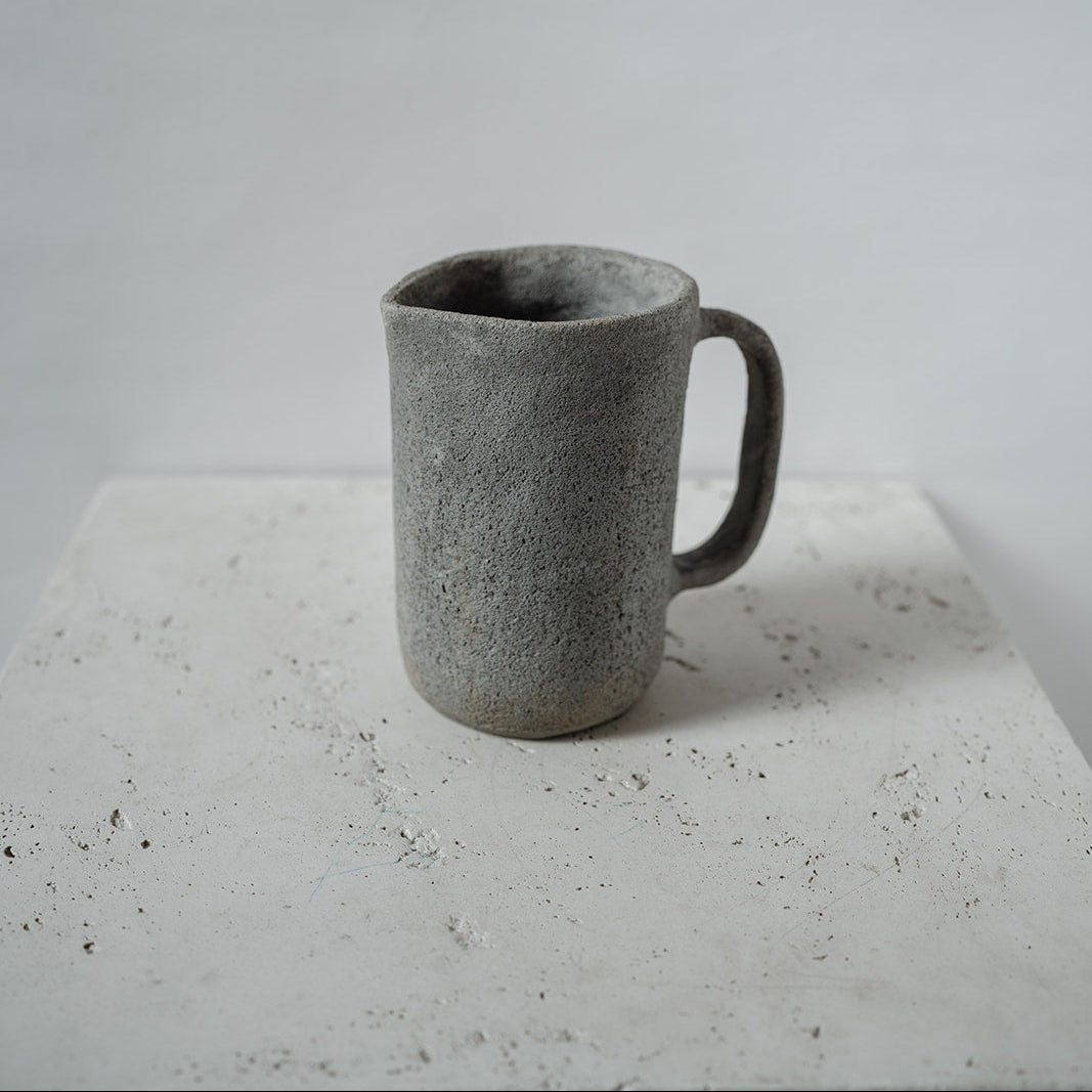 Gray ceramic vintage handmade pitcher 