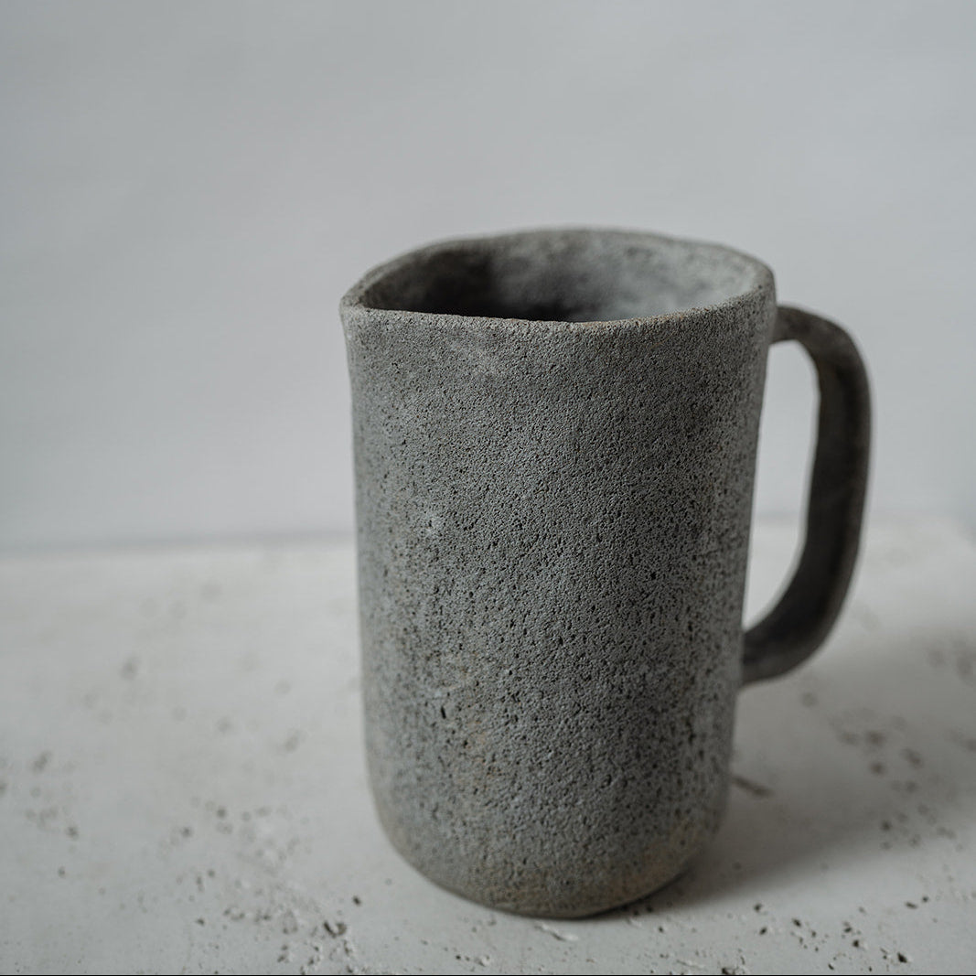Gray ceramic vintage handmade pitcher