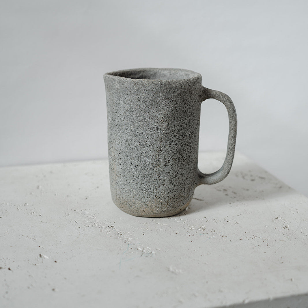 Gray ceramic vintage handmade pitcher