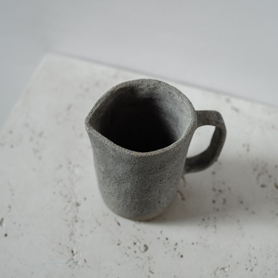 Gray ceramic vintage handmade pitcher