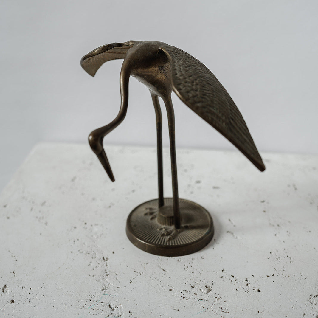 Vintage brass bird sculpture - home decor 