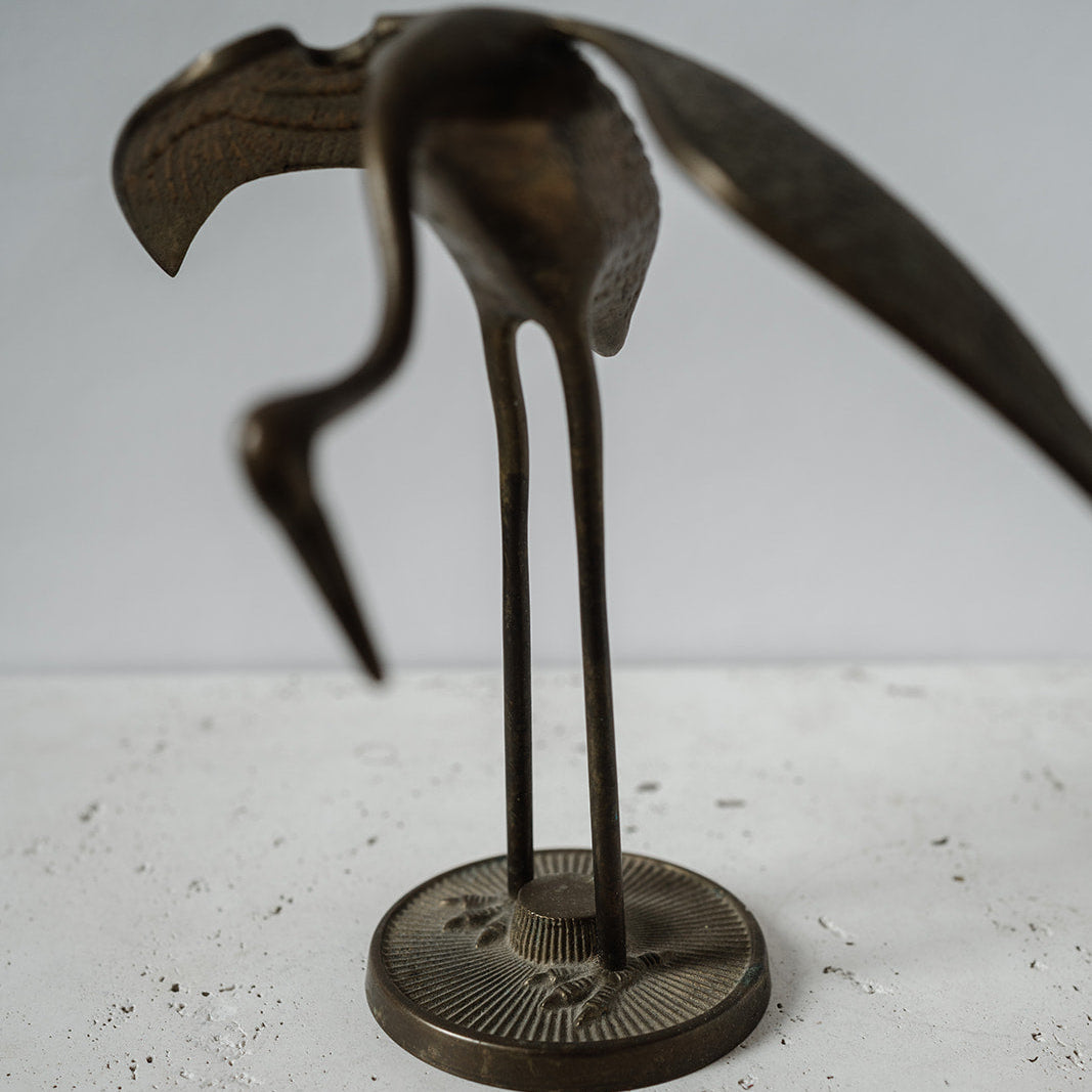 Vintage brass bird sculpture - home decor 
