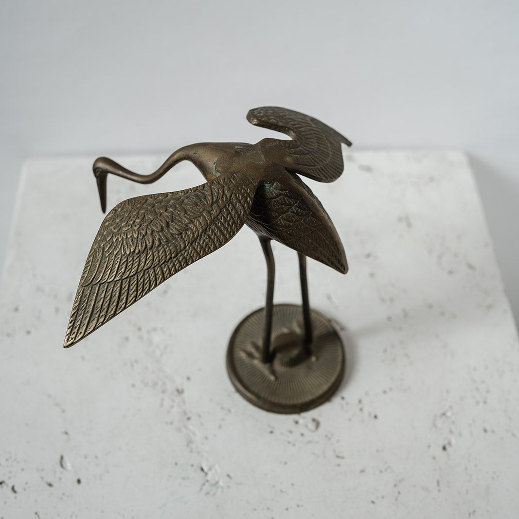 Vintage brass bird sculpture - home decor 
