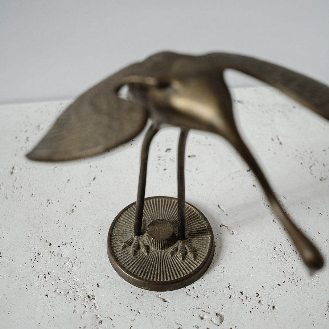 Vintage brass bird sculpture - home decor 