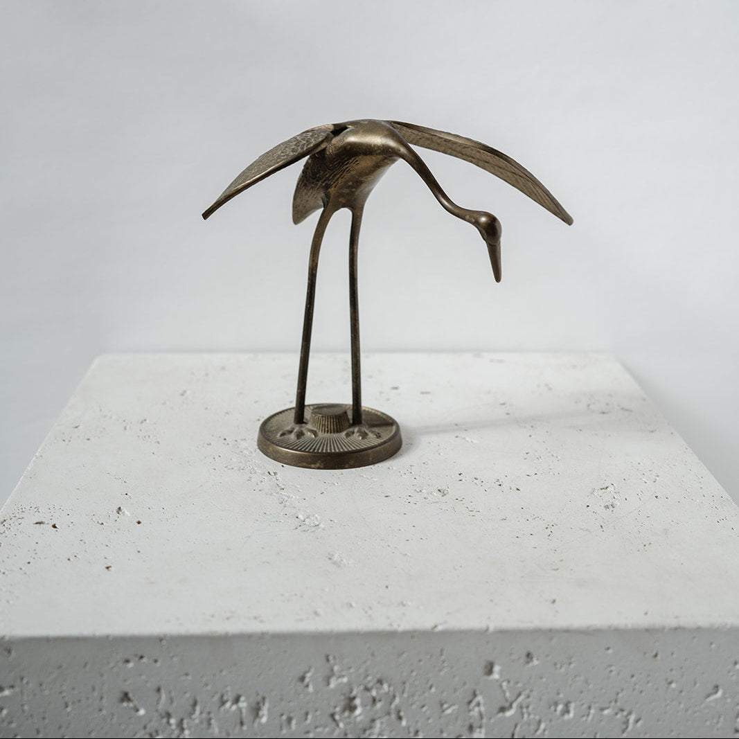Vintage brass bird sculpture - home decor 