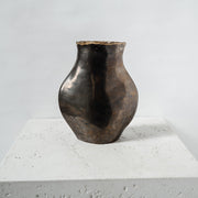 vintage painted vase with gold rim 