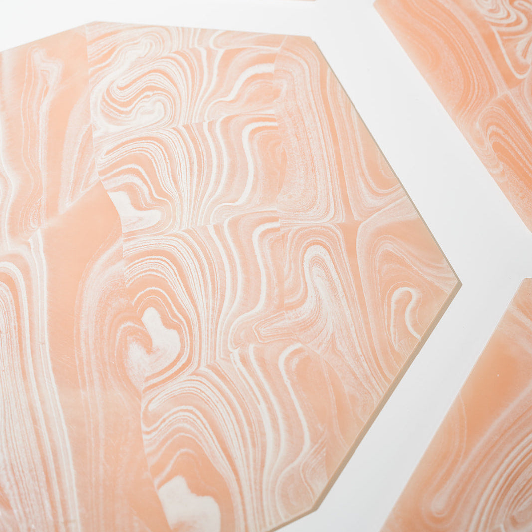 Acrylic marble patterned trays up close details 