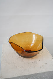 Mid Century Orange Glass Serving Bowl